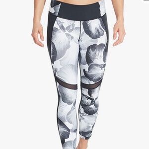CALIA by Carrie Underwood Monochrome Floral Leggings with mesh Size S